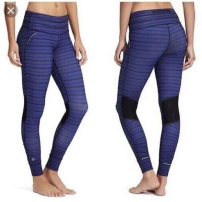 ATHLETA Relay Striped Tight Performance Mid Rise Legging 153855 Pocket SMALL